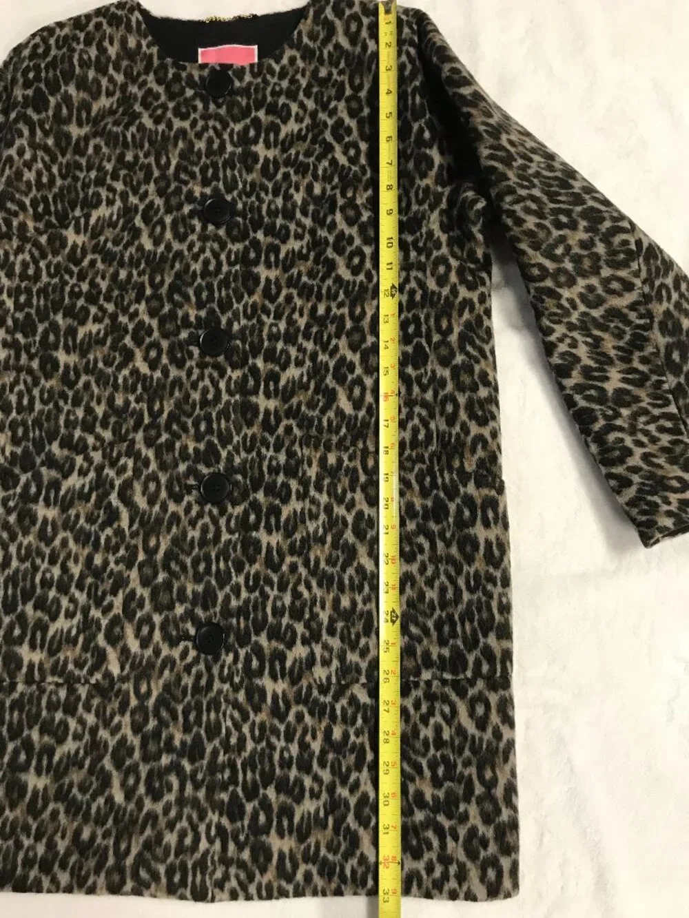 Kate Spade Brushed Leopard Wool Blend Cocoon Coat XS NWT